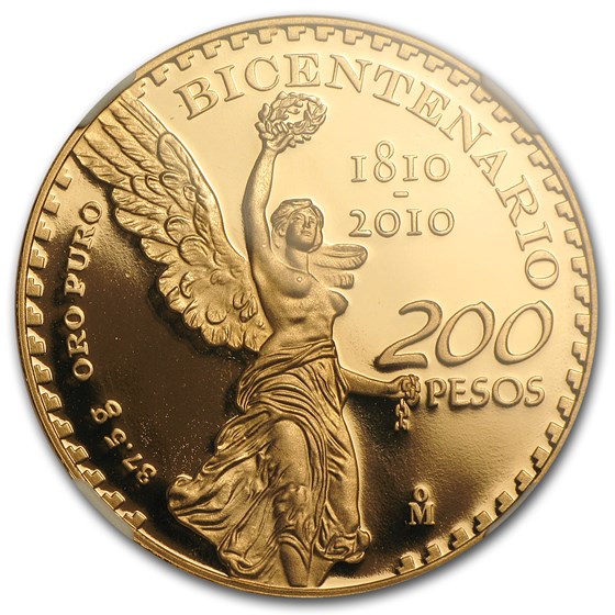 Buy 2010 Mexico Gold 200 Pesos Mexican Bicentenary PF-69 NGC | APMEX