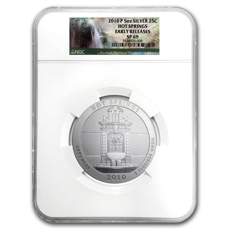 2010-P 5 oz Silver ATB Hot Springs SP-69 NGC (Early Releases)