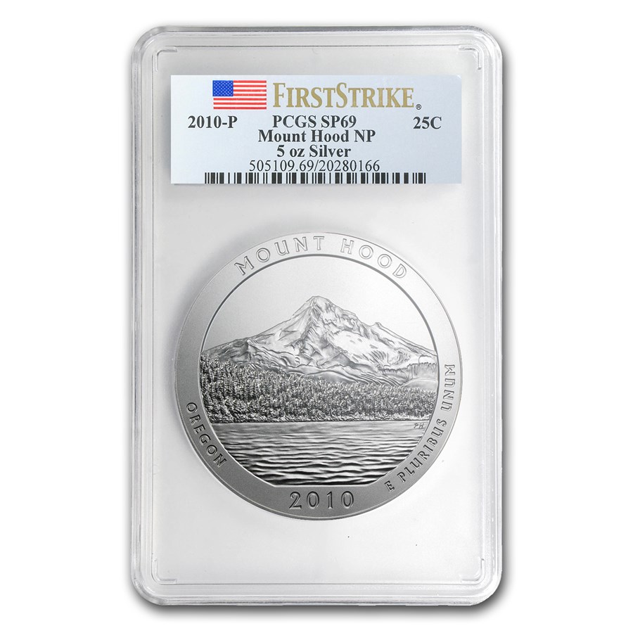 2010-P 5 oz Silver ATB Mount Hood SP-69 PCGS (FirstStrike®)