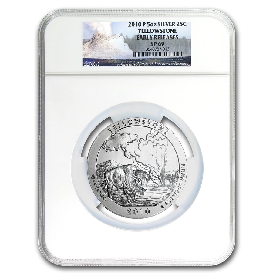 2010-P 5 oz Silver ATB Yellowstone SP-69 NGC (ER)