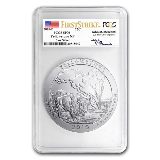 2010-P 5 oz Silver ATB Yellowstone SP-70 PCGS (FS, Mercanti) 2010-P 5 oz Silver ATB Yellowstone SP-70 PCGS (FS, Mercanti)