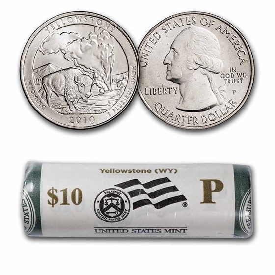 2010-P ATB Quarter Yellowstone National Park 40-Coin Roll BU 2010-P ATB Quarter Yellowstone National Park 40-Coin Roll BU