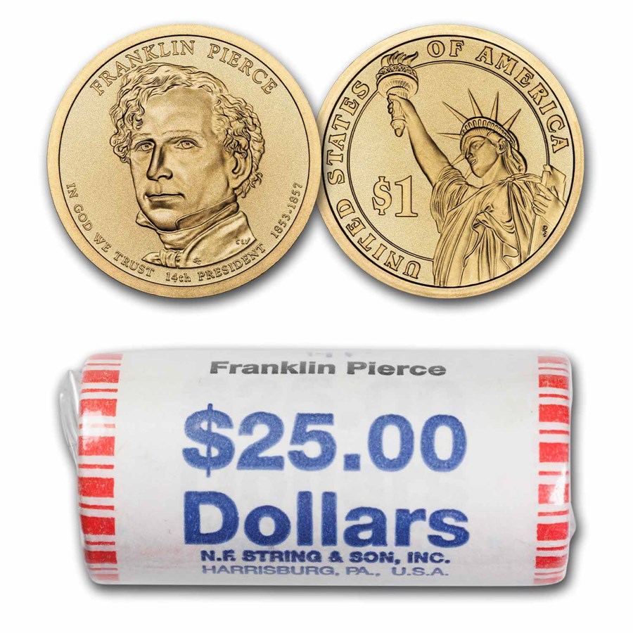 2010-P Franklin Pierce 25-Coin Presidential Dollar Roll BU