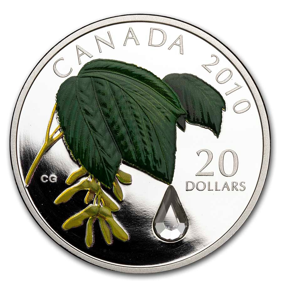 2010 RCM 1 oz Silver Maple Leaf Crystal Raindrop (No Box & COA)