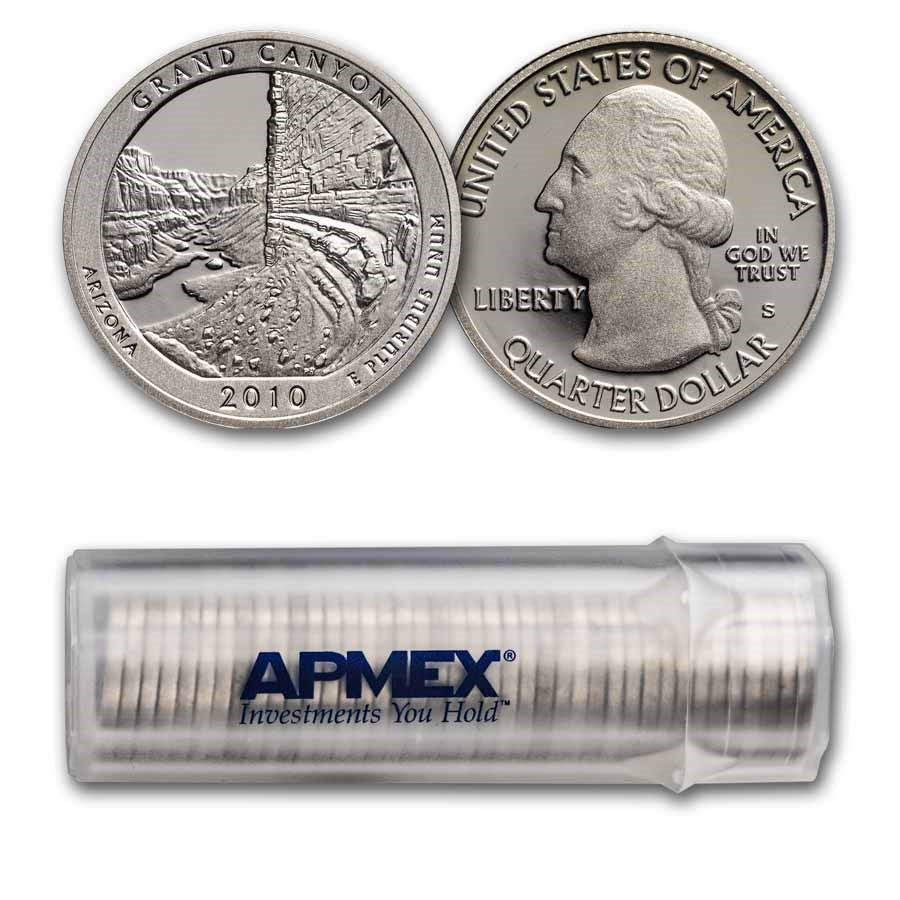 2010-S ATB Quarter Grand Canyon Park Proof 40-Coin Roll (Silver)