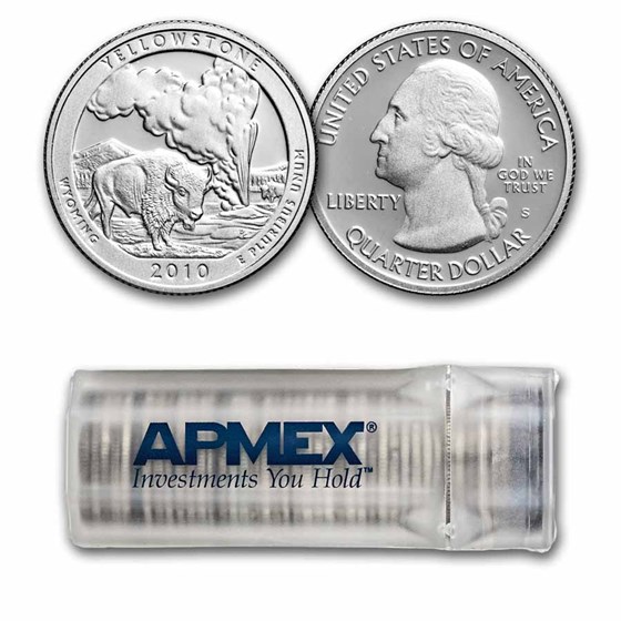 2010-S ATB Quarter Yellowstone Park Gem Proof 40-Coin Roll 2010-S ATB Quarter Yellowstone Park Gem Proof 40-Coin Roll