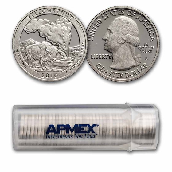 2010-S ATB Quarter Yellowstone Park Proof (Silver) 40-Coin Roll 2010-S ATB Quarter Yellowstone Park Proof (Silver) 40-Coin Roll