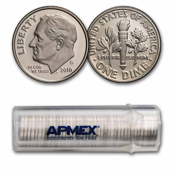 2010-S Roosevelt Dime 50-Coin Roll Proof 2010-S Roosevelt Dime 50-Coin Roll Proof