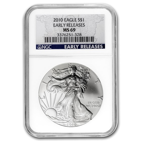 2010 Silver American Eagle MS-69 NGC (Blue Label, Early Release) 2010 Silver American Eagle MS-69 NGC (Blue Label, Early Release)