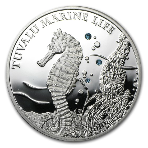 2010 Tuvalu Proof Silver $1 Tuvalu Marine Life Seahorse 2010 Tuvalu Proof Silver $1 Tuvalu Marine Life Seahorse