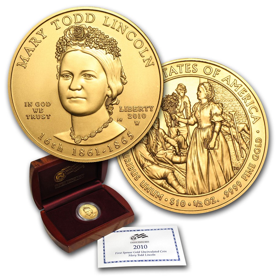 2010-W 1/2 oz Gold Mary Todd Lincoln BU (w/Box & COA)