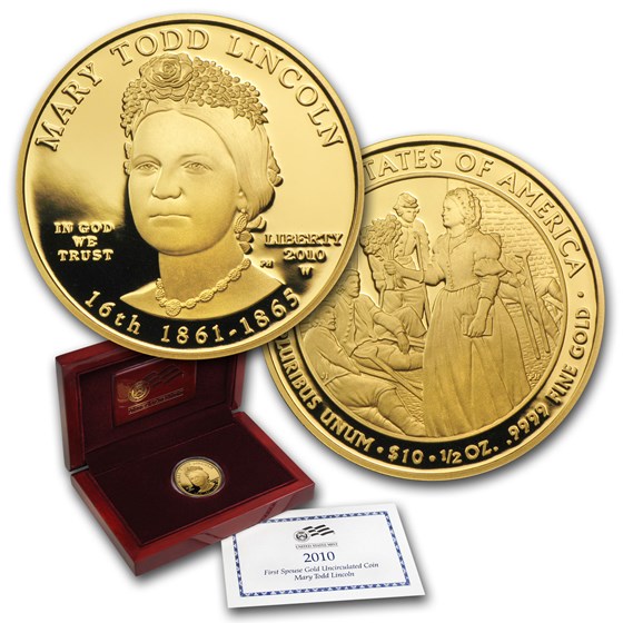 2010-W 1/2 oz Proof Gold Mary Todd Lincoln (w/Box & COA) 2010-W 1/2 oz Proof Gold Mary Todd Lincoln (w/Box & COA)