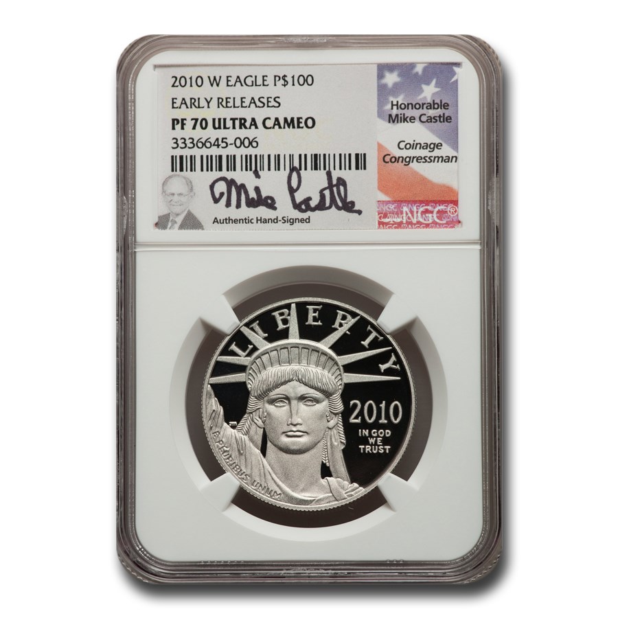 2010-W 1 oz Proof American Platinum Eagle PF-70 NGC (ER, Castle)