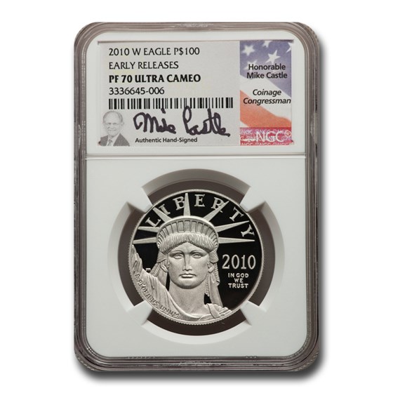 2010-W 1 oz Proof American Platinum Eagle PF-70 NGC (ER, Castle) 2010-W 1 oz Proof American Platinum Eagle PF-70 NGC (ER, Castle)