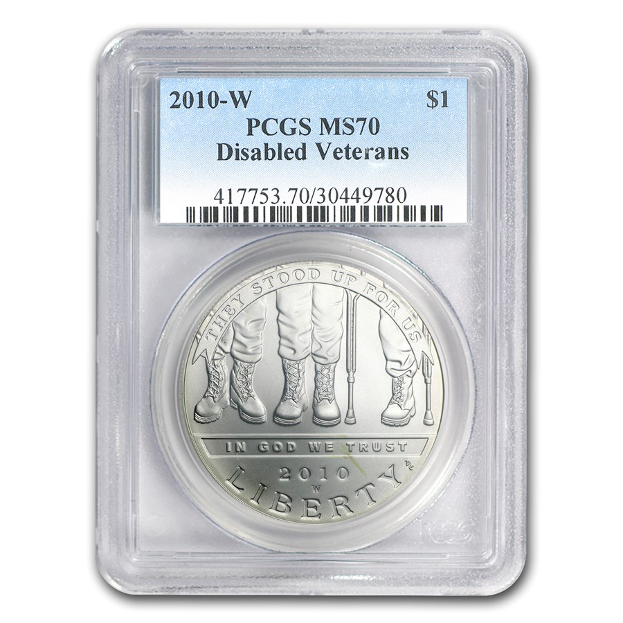 2010-W Disabled American Veterans $1 Silver Commem MS-70 PCGS