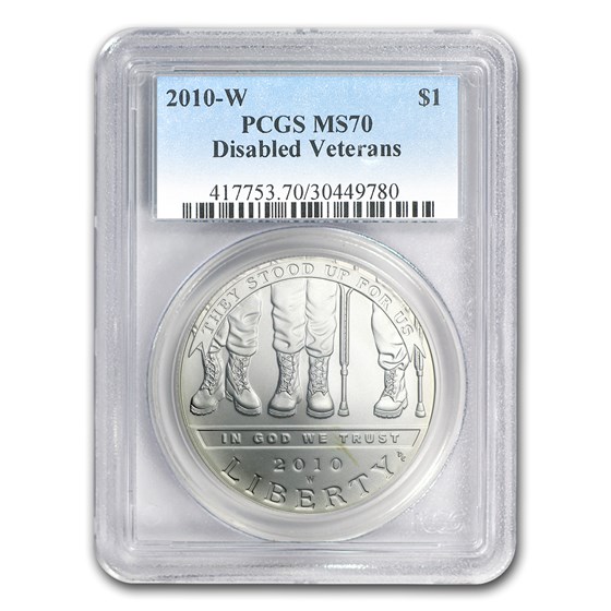 2010-W Disabled American Veterans $1 Silver Commem MS-70 PCGS 2010-W Disabled American Veterans $1 Silver Commem MS-70 PCGS