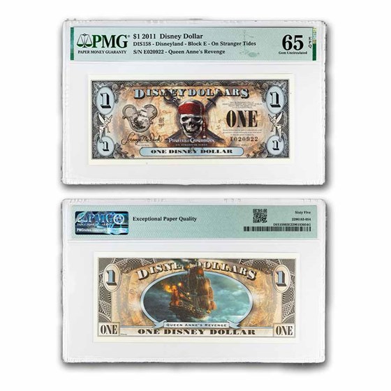 2011 $1.00 (E) Pirate Skull Swords CU-65 EPQ PMG (DIS#158)