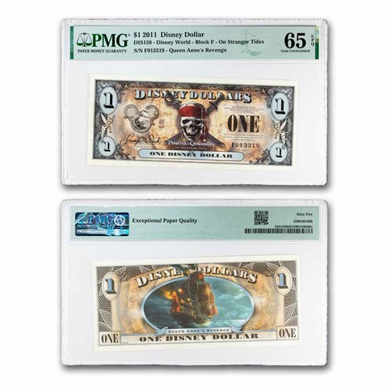 2011 $1.00 (F) Pirate Skull Swords CU-65 EPQ PMG (DIS#159)