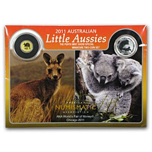 2011 1/2 Gram Gold Kangaroo & 1/10 oz Silver Koala ANA Chicago BU