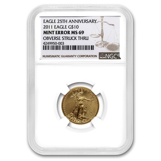 2011 1/4 oz American Gold Eagle MS-69 NGC (Error, Struck Thru) 2011 1/4 oz American Gold Eagle MS-69 NGC (Error, Struck Thru)