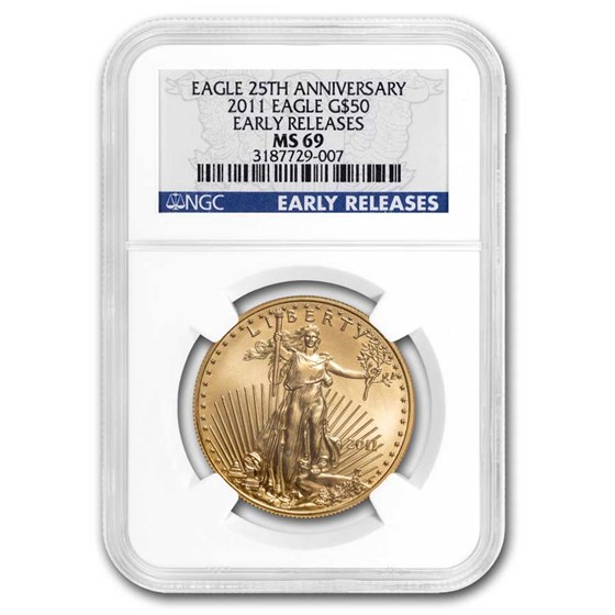 2011 1 oz American Gold Eagle MS-69 NGC (ER, Blue Label)