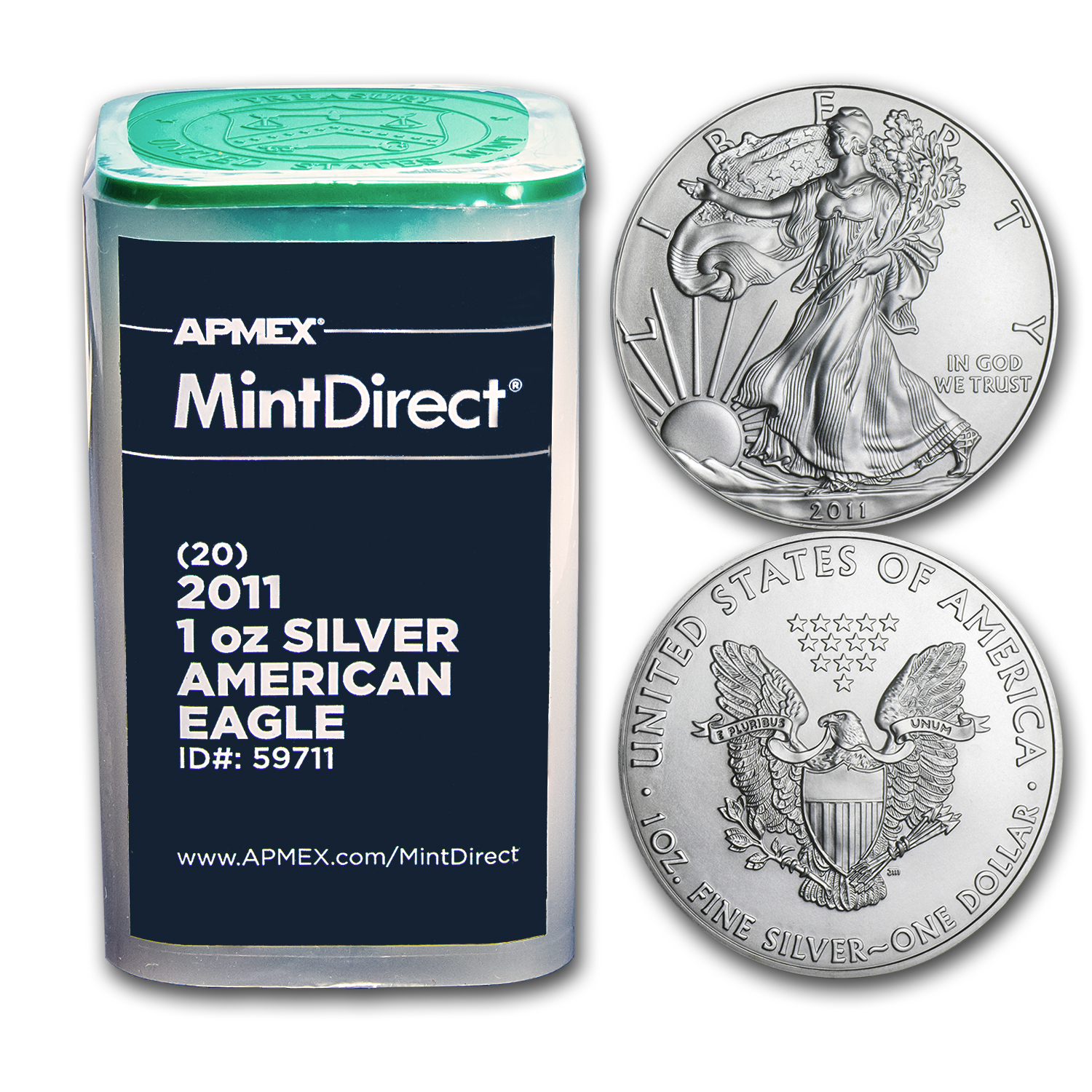 2011 1 oz American Silver Eagles 20-Coin MintDirect Tube
