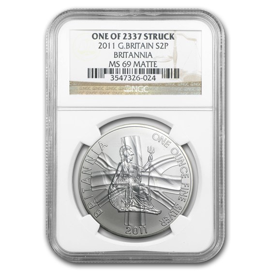 2011 1 oz Silver Britannia MS-69 Matte NGC (One of 2,337 struck)
