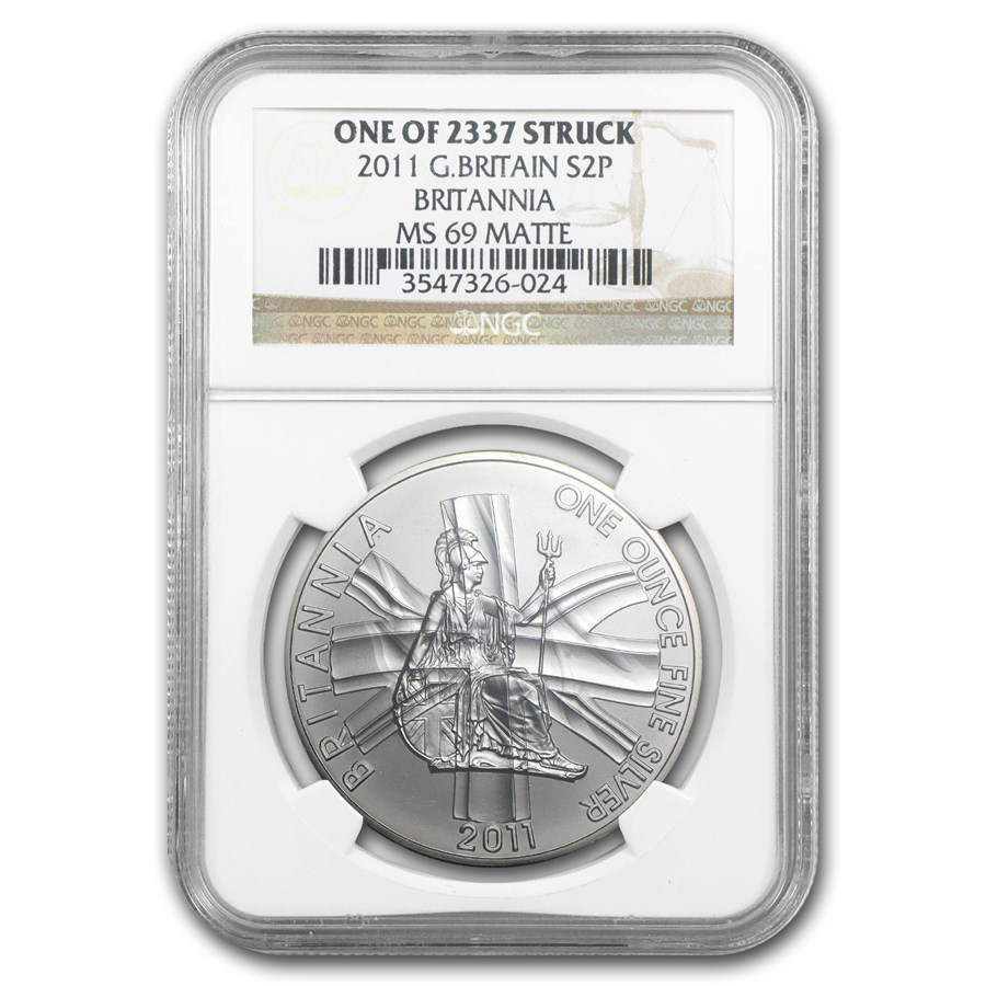 2011 1 oz Silver Britannia MS-69 Matte NGC (One of 2,337 struck)