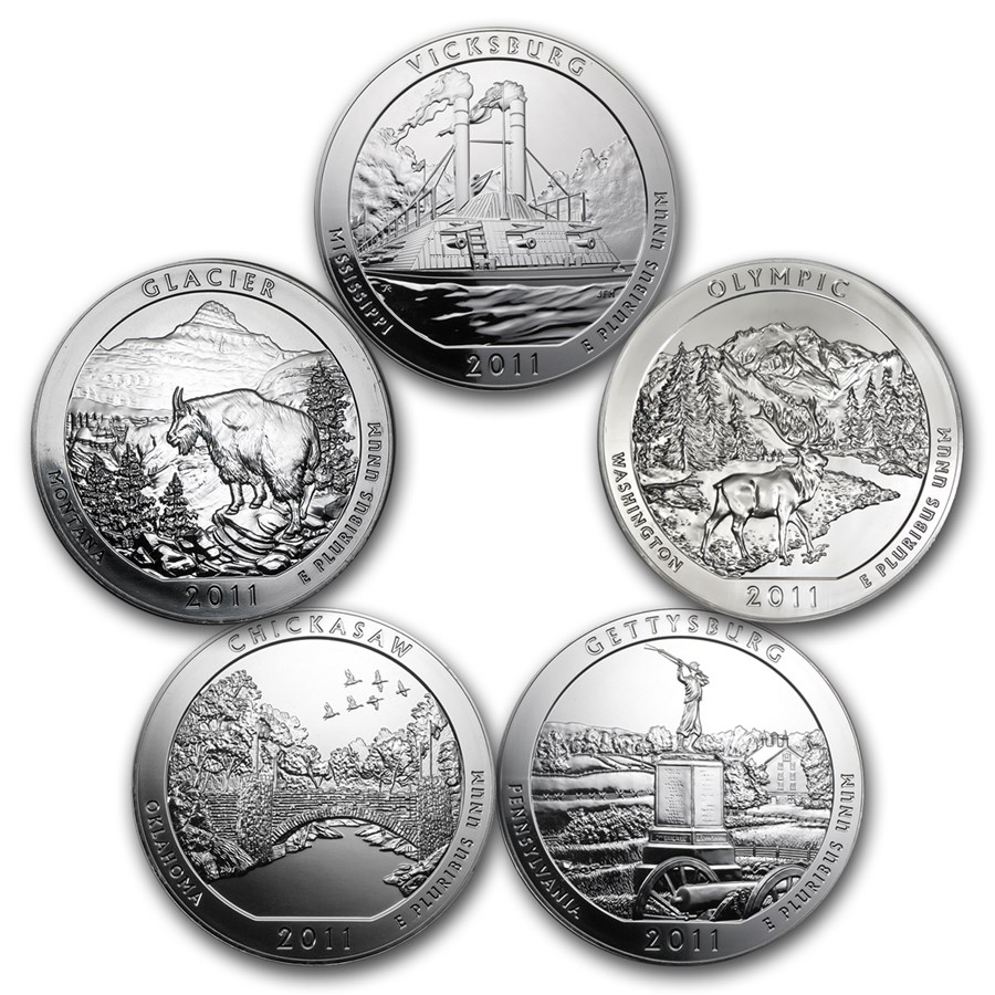2011 5-Coin 5 oz Silver ATB Set (America the Beautiful)