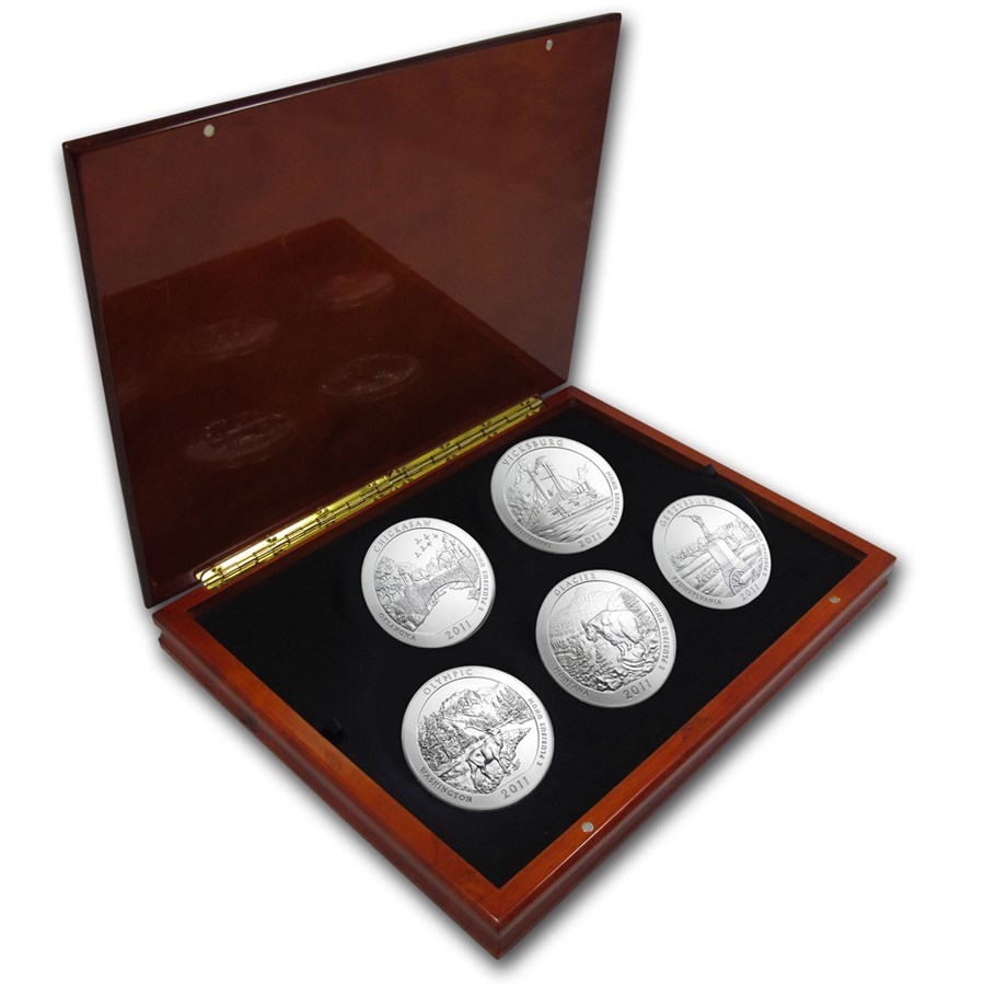 Buy 2011 5-Coin 5 oz Silver ATB Set (Elegant Display Box) | APMEX