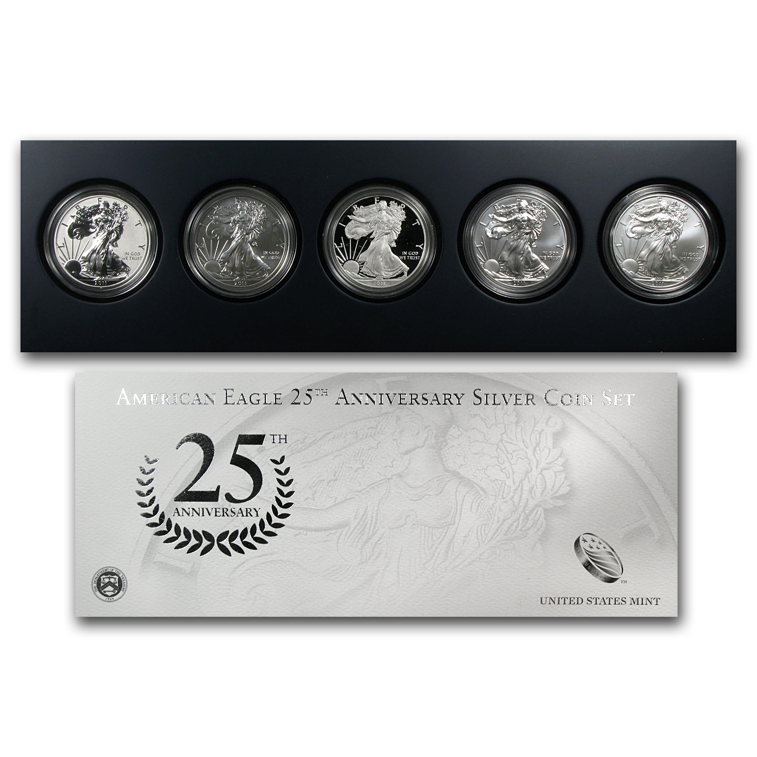 【純正箱付×最高鑑定5枚】2011 イーグル銀貨 25周年セット 全メルカンティ Buy 2011 25th Anniversary 5 Coin Silver Eagle Set | APMEX