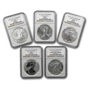 2011 5-Coin American Silver Eagle Set MS/PF-69 NGC (25th Ann)
