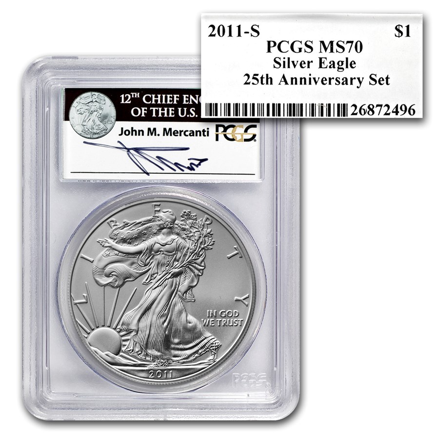 Buy 2011 5-Coin Silver Eagle Set MS/PR-70 PCGS (Mercanti, 25th Anniv