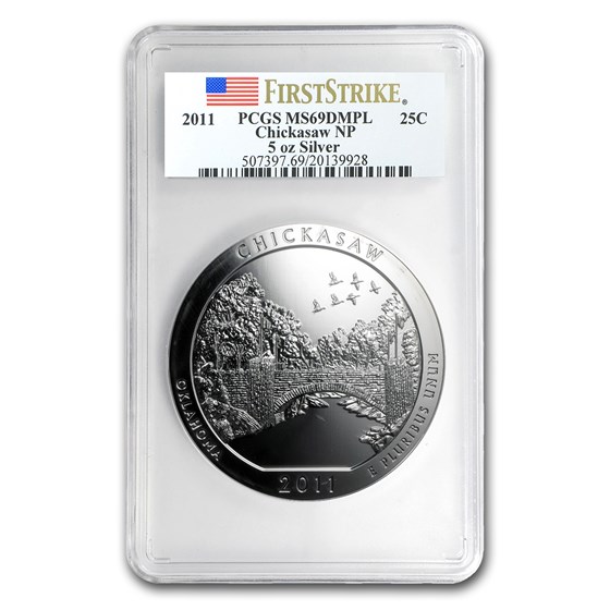 2011 5 oz Silver ATB Chickasaw MS-69 DMPL PCGS (FirstStrike®) 2011 5 oz Silver ATB Chickasaw MS-69 DMPL PCGS (FirstStrike®)