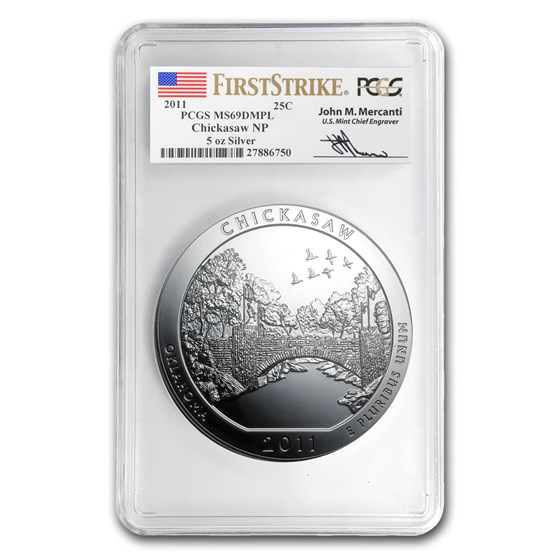 2011 5 oz Silver ATB Chickasaw MS-69 DMPL PCGS (FS, Mercanti) 2011 5 oz Silver ATB Chickasaw MS-69 DMPL PCGS (FS, Mercanti)