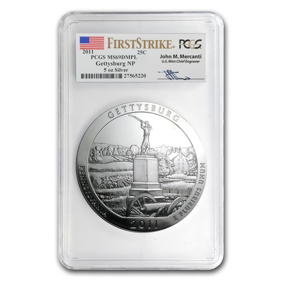 2011 5 oz Silver ATB Gettysburg MS-69 DMPL PCGS (FS, Mercanti) 2011 5 oz Silver ATB Gettysburg MS-69 DMPL PCGS (FS, Mercanti)