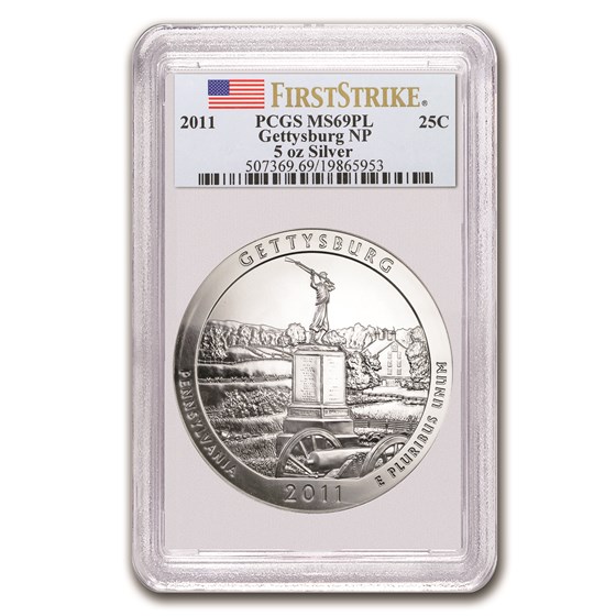 2011 5 oz Silver ATB Gettysburg MS-69 PL PCGS (FirstStrike®) 2011 5 oz Silver ATB Gettysburg MS-69 PL PCGS (FirstStrike®)