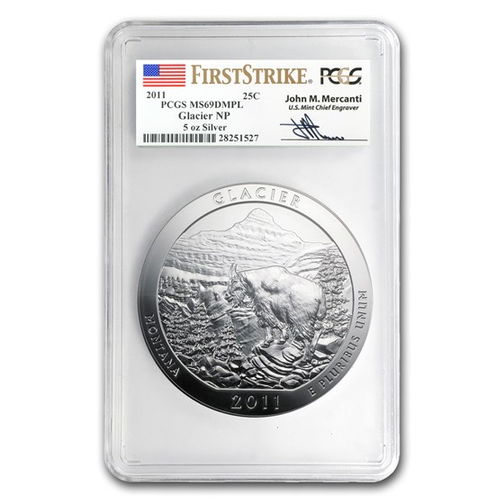2011 5 oz Silver ATB Glacier MS-69 DMPL PCGS (FS, John Mercanti) 2011 5 oz Silver ATB Glacier MS-69 DMPL PCGS (FS, John Mercanti)