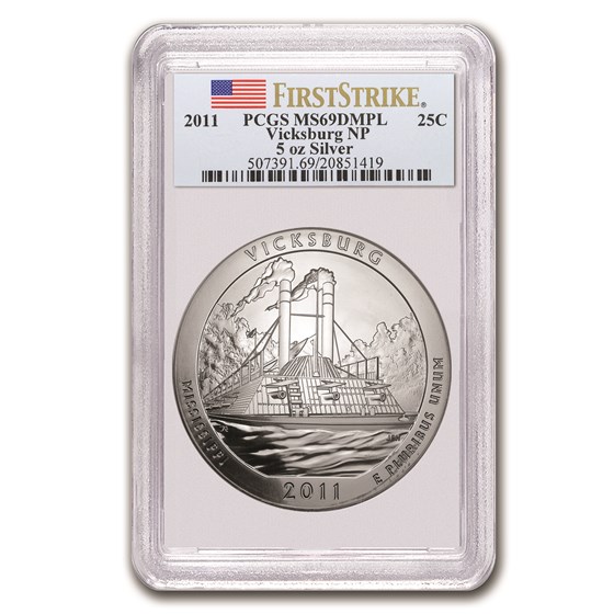 2011 5 oz Silver ATB Vicksburg MS-69 DMPL PCGS (FirstStrike®)