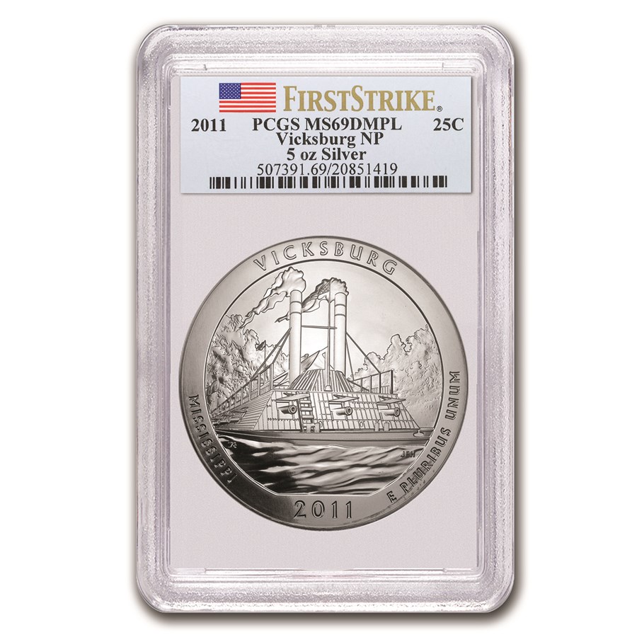 2011 5 oz Silver ATB Vicksburg MS-69 DMPL PCGS (FirstStrike®)
