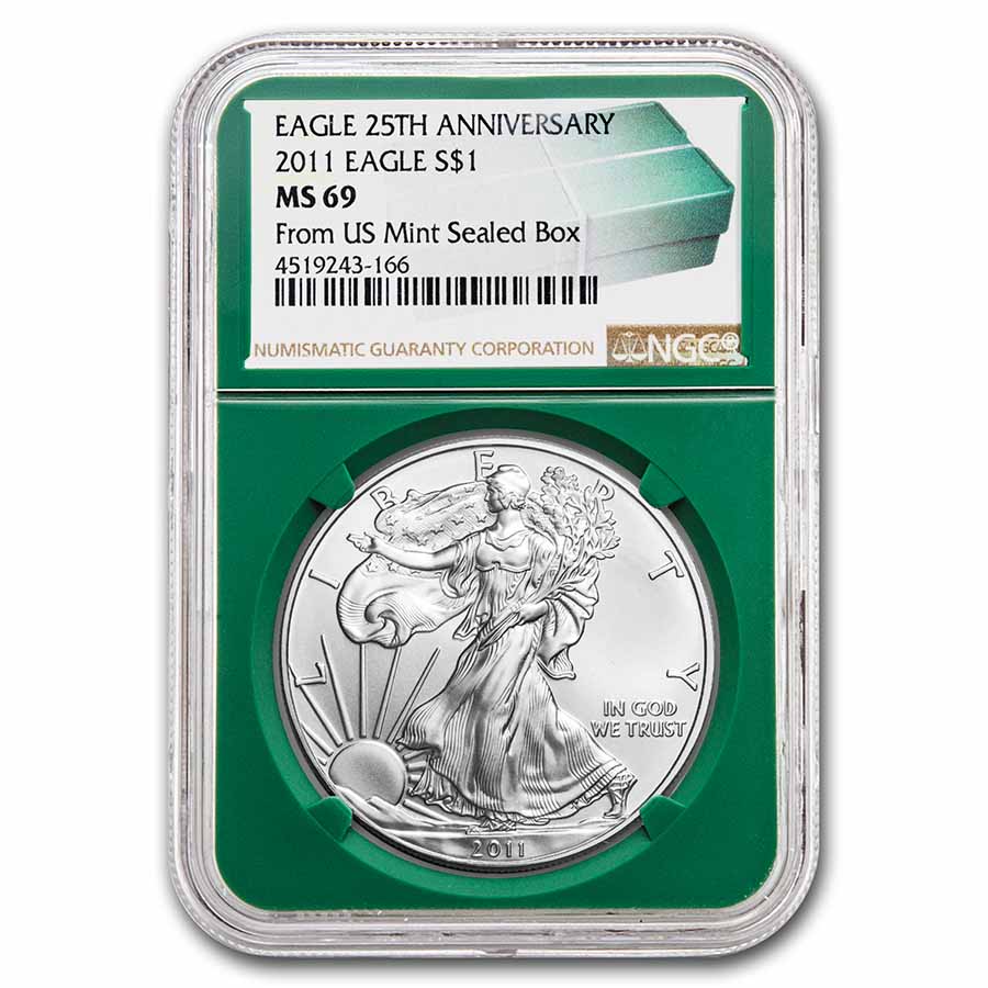 Buy 2011 American Silver Eagle MS-69 NGC (Green Holder) | APMEX