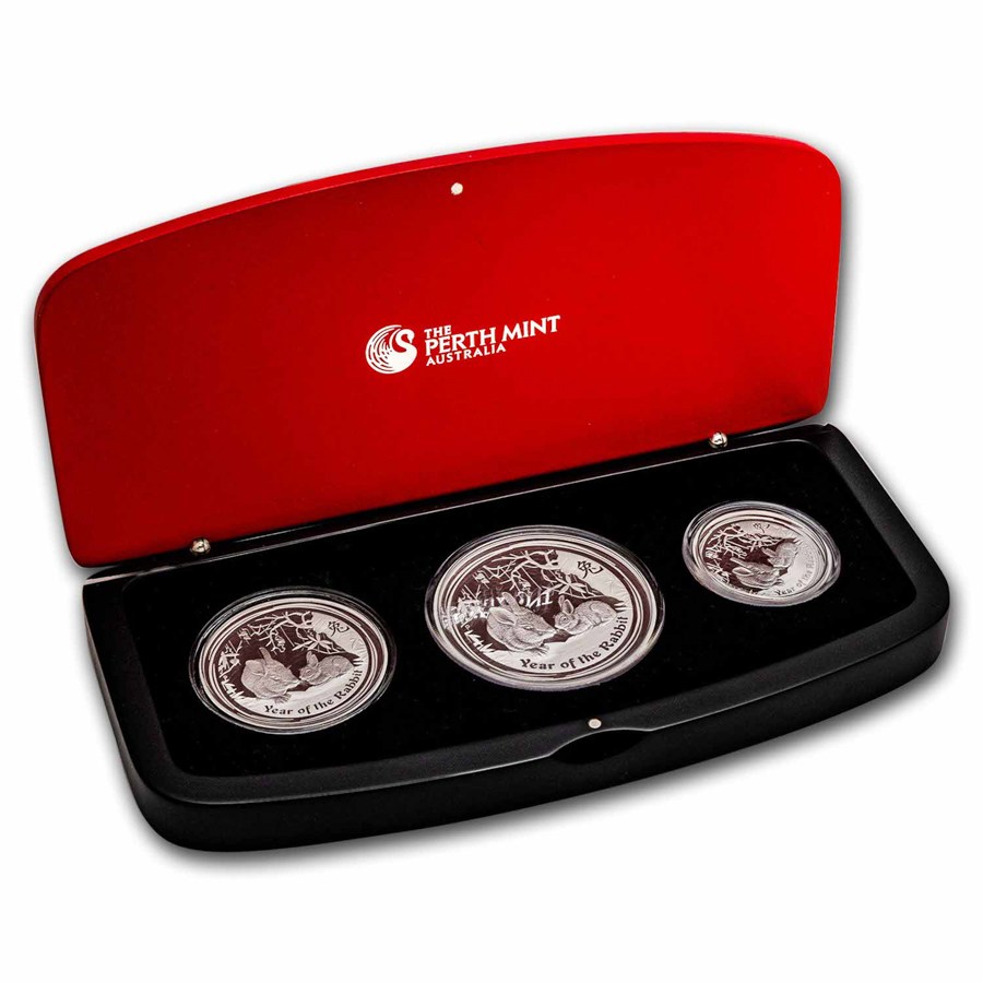 Buy 2011 AUS 3-Coin Silver Year of the Rabbit PF Set (Damaged COA) | APMEX