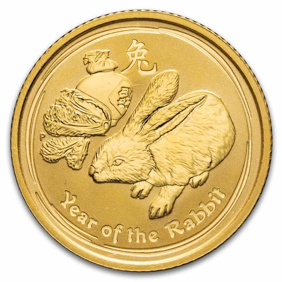 2011 Australia 1/10 oz Gold Lunar Rabbit BU (Abrasions)