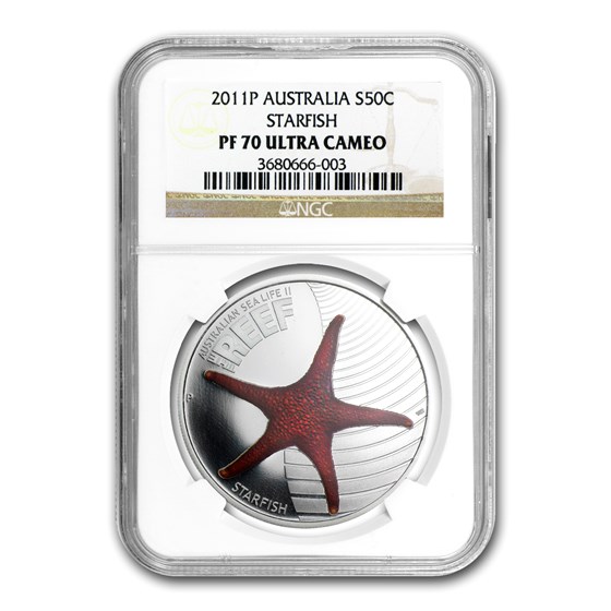 2011 Australia 1/2 oz Silver Colorized Starfish PF-70 NGC