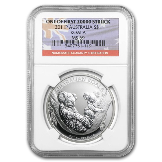 2011 Australia 1 oz Silver Koala MS-69 NGC (First of 20,000) 2011 Australia 1 oz Silver Koala MS-69 NGC (First of 20,000)