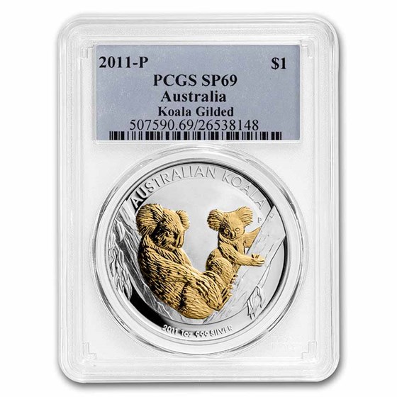 2011 Australia 1 oz Silver Koala SP-69 PCGS (Gilded) 2011 Australia 1 oz Silver Koala SP-69 PCGS (Gilded)