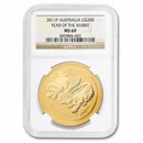 2011 Australia 2 oz Gold Lunar Rabbit MS-69 NGC (SII)