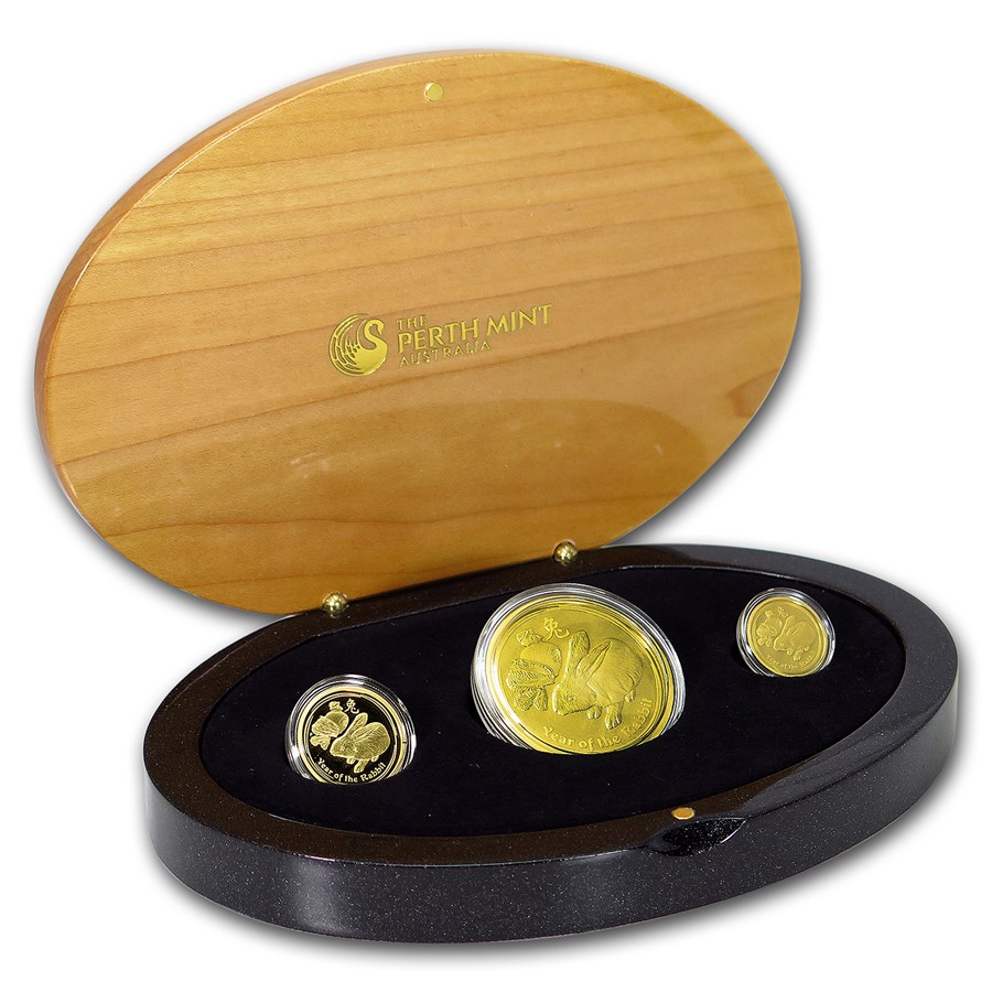 2011 Australia 3-Coin Gold Lunar Rabbit Proof Set (Series II)