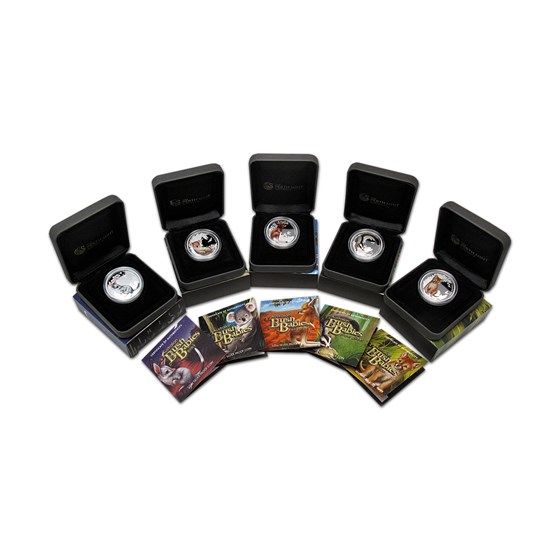 2011 Australia 5-coin 1/2 oz Silver Bush Babies Proof Set 2011 Australia 5-coin 1/2 oz Silver Bush Babies Proof Set