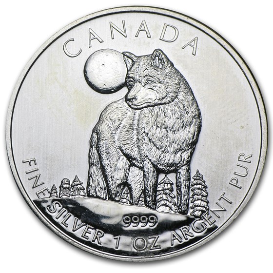 2011 Canada 1 oz Ag Wildlife Series Wolf BU (Abrasions, Spots) 2011 Canada 1 oz Ag Wildlife Series Wolf BU (Abrasions, Spots)